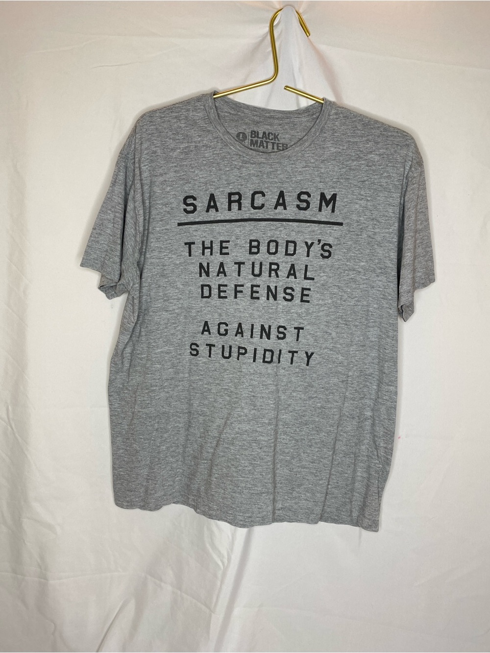Black Men’s Grey Graphic Tee - "Sarcasm" Slogan size large
